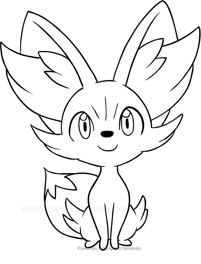 Desenho de Fennekin dos Pokemon para impresso e colorir
