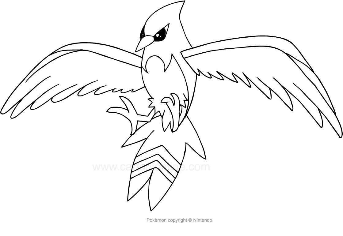 Desenho de Fletchinder dos Pokemon para impresso e colorir