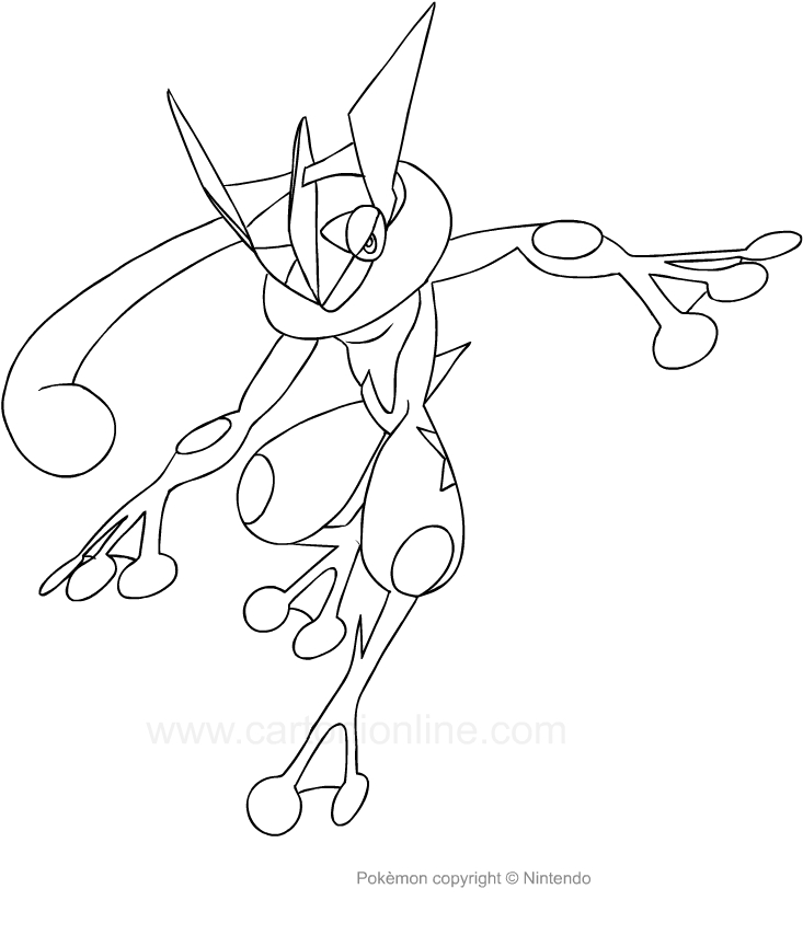 Desenho de Greninja dos Pokemon para impresso e colorir