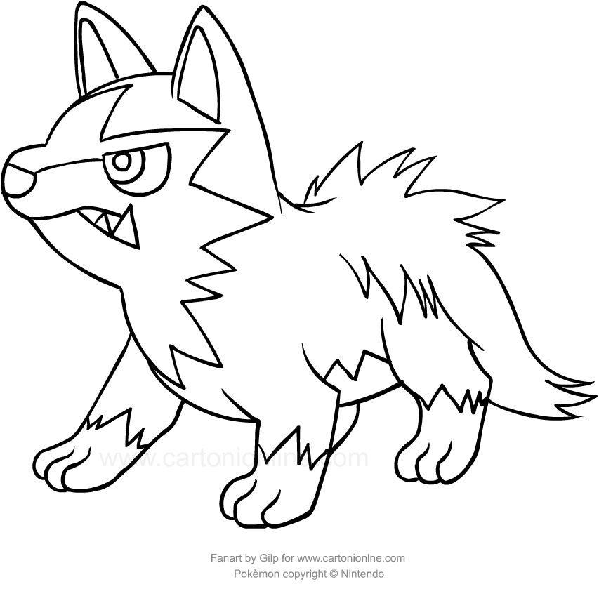 Desenho de Poochyena dos Pokemon para impresso e colorir