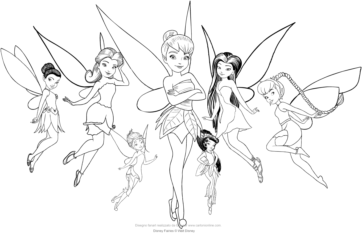 Desenho de Tinker Bell e las hadas Disney para impresso e colorir