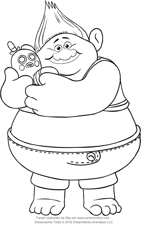 Desenho de Biggie dos Trolls para impresso e colorir