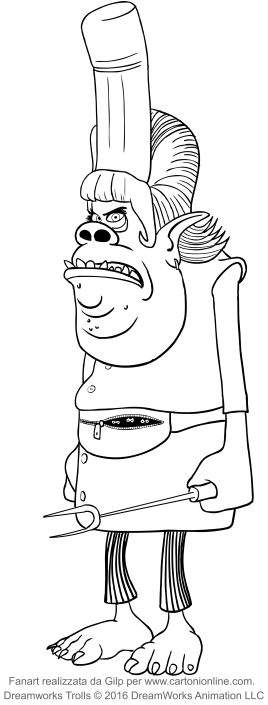 Desenho de Chef dos Trolls para impresso e colorir