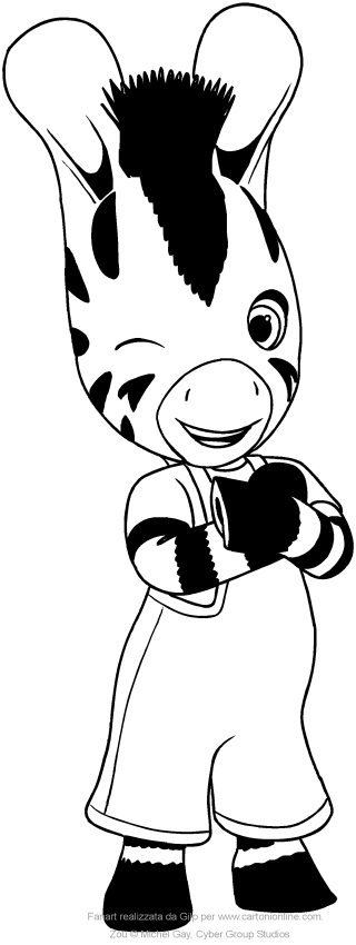 Desenho de Zou a zebra para impresso e colorir