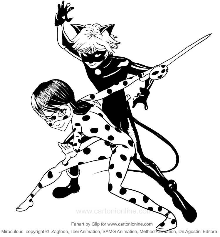 Ladybug Et Chat Noir Dessin à Colorier