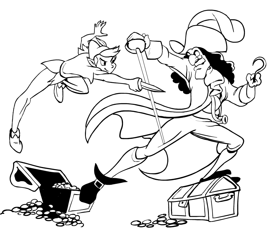 Les coloriages de Peter Pan contre Capitaine Crochet  imprimer et colorier