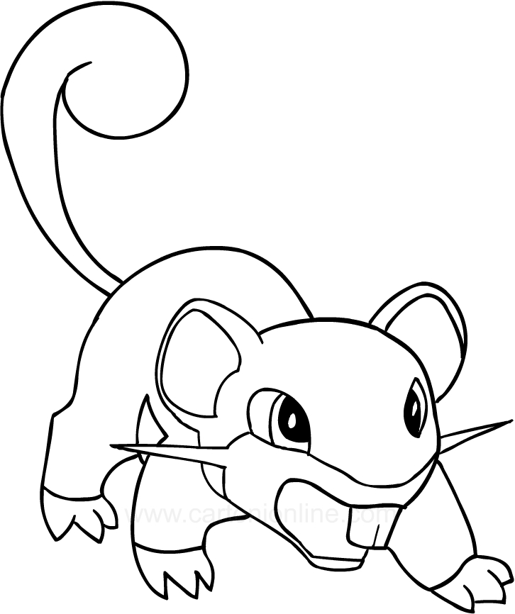Les coloriages de Rattata des Pokemon  imprimer et colorier