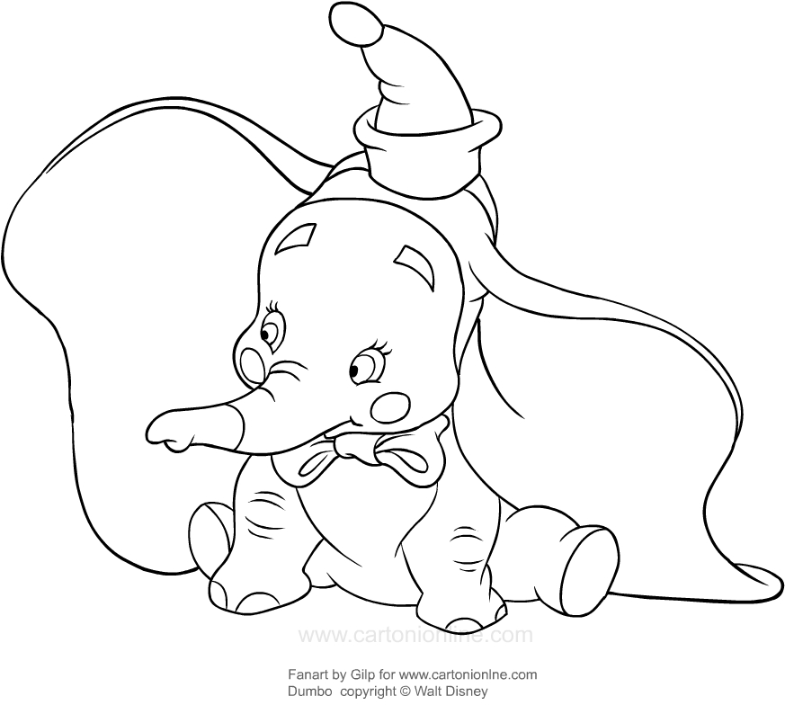 Dibujo de Payaso Dumbo para imprimir y colorear
