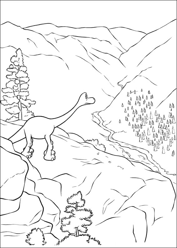 Dibujo de Arlo mirando el valle para imprimir y colorear