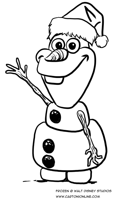 Dibujo de Olaf con el gorro de Navidad para colorear