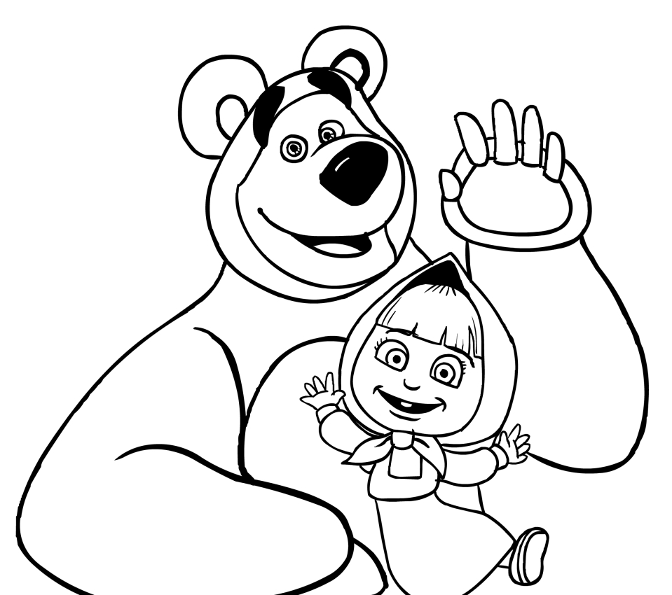 Dibujo de Masha y el oso  para colorear