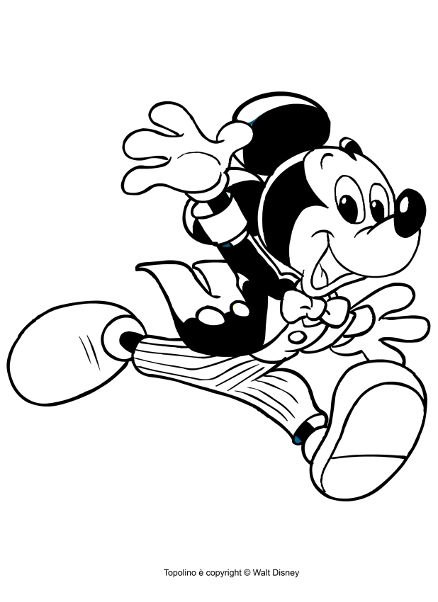 Dibujo de Mickey Mouse en frack para imprimir y colorear 