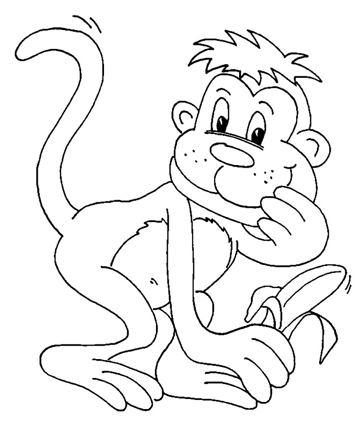 Dibujo de monos para imprimir y colorear