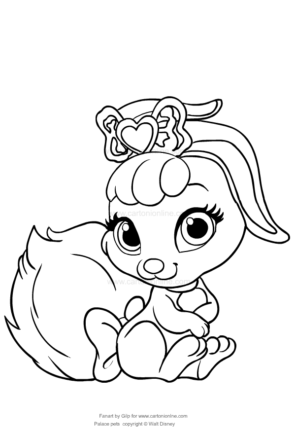 Drawing of Berry the rabbit of Snow White Palace Pets to print and coloring