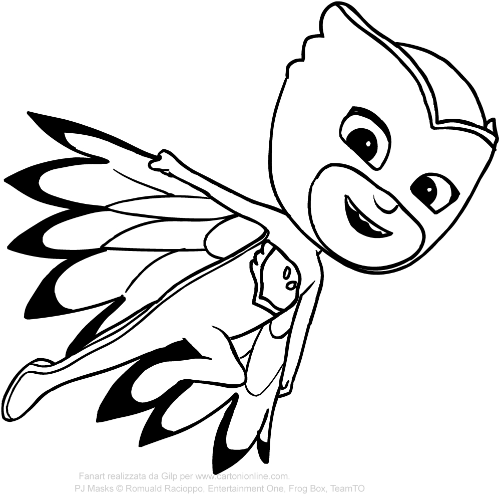 Dibujo de Buhta de los PJ Masks para imprimir y colorear