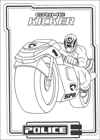 Dibujos de Crime Kicker sulla moto dei Power Rangers para colorear