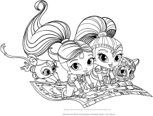 Shimmer and Shine dance Coloring Pages  Nick Jr Coloring Pages  Páginas para  colorear para niños y adultos