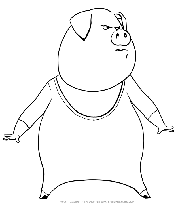 Dibujo de Gunter el cerdo de Sing para imprimir y colorear