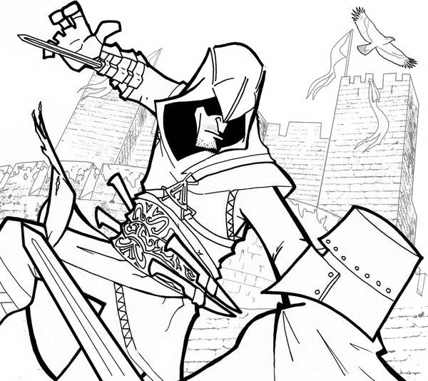 Drawing 9 from Assassin's Creed coloring page to print and coloring