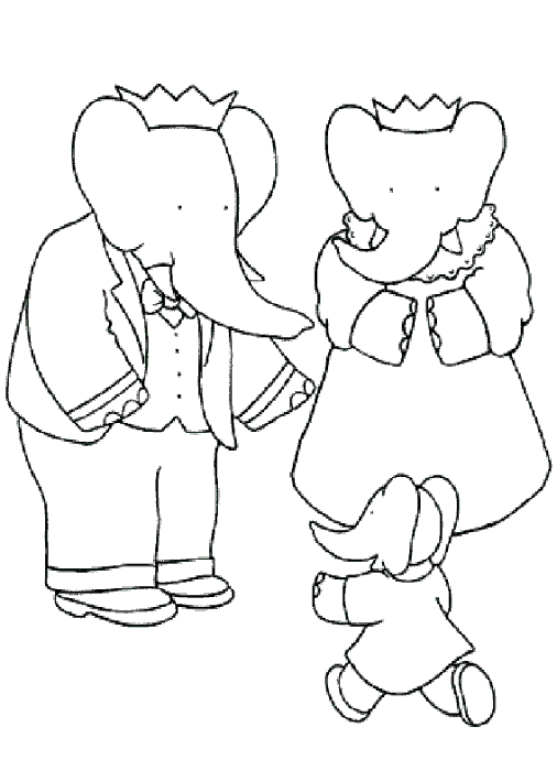 Disegno 1 di Babar l'elefante da stampare e colorare
