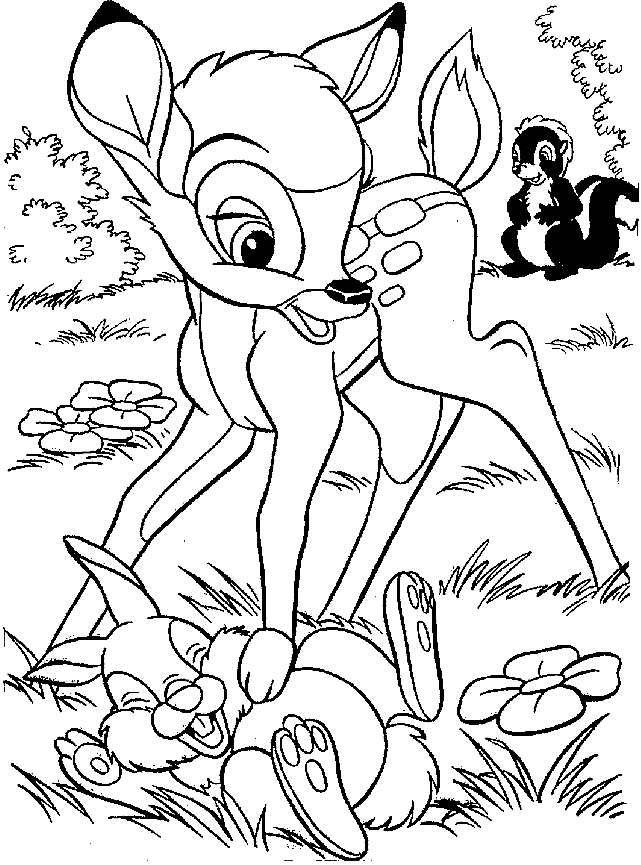 Desenho 2 de Bambi para imprimir e colorir