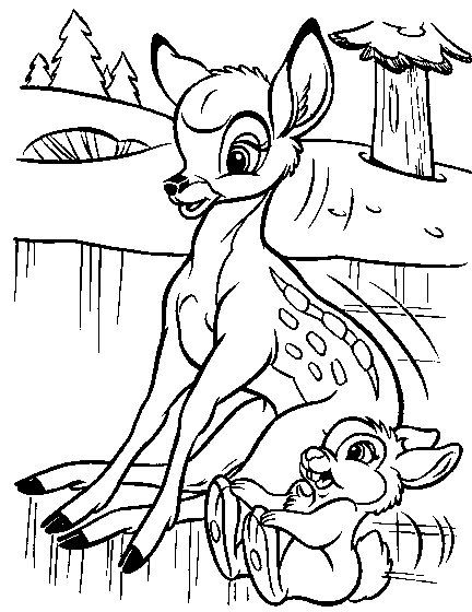 Desenho 14 de Bambi para imprimir e colorir