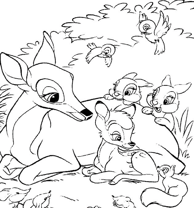 Desenho 18 de Bambi para imprimir e colorir