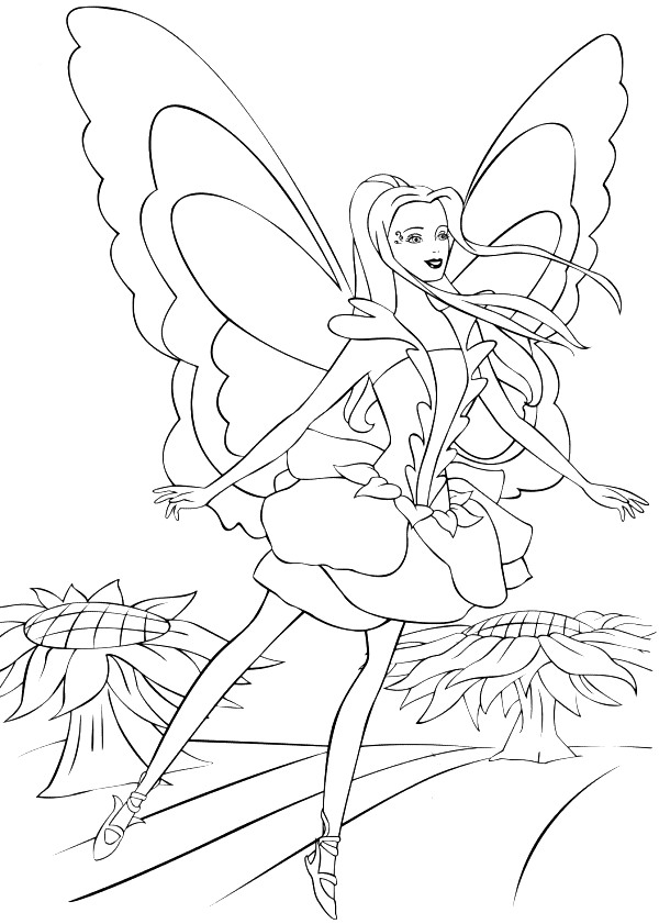 Dibujo 1 de Barbie Fairytopia para imprimir y colorear