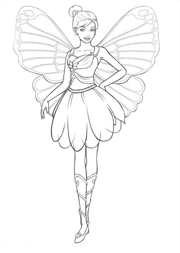 Drawing 5 of Barbie Mariposa to print and color