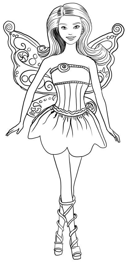 Drawing 18 from Barbie Mariposa coloring page to print and coloring