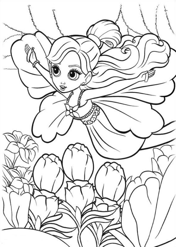 Dibujo 3 de Barbie Thumbelina para imprimir y colorear