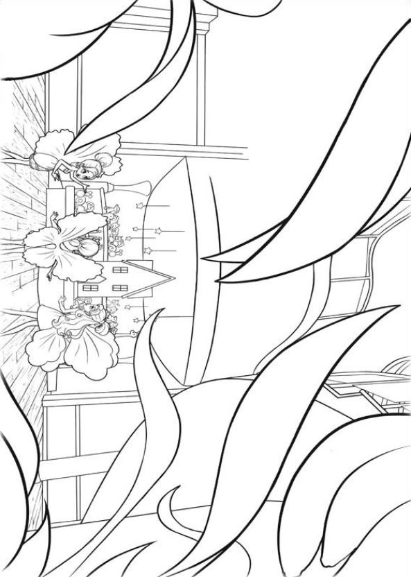 Drawing 4 from Barbie Thumbelina coloring page to print and coloring