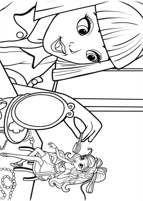 Drawing 7 from Barbie Thumbelina coloring page to print and coloring