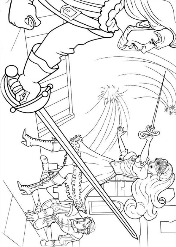 Drawing 14 from Barbie and the Three Musketeers coloring page to print and coloring