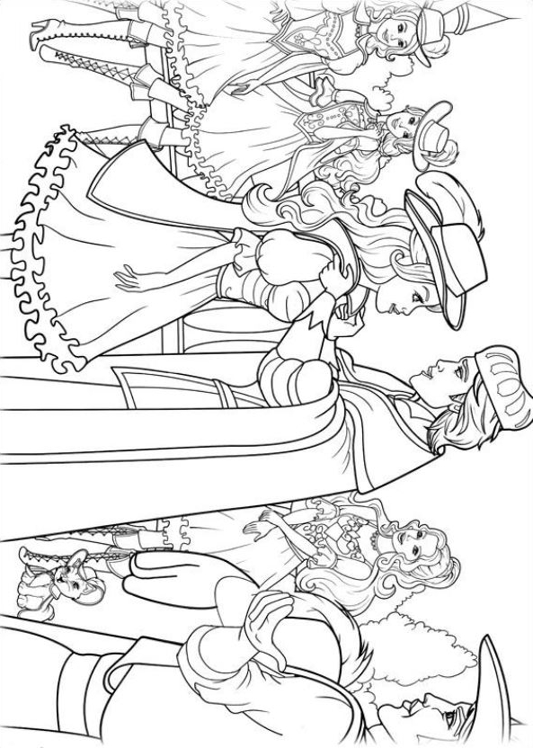 Drawing 15 of Barbie and the three musketeers to print and color