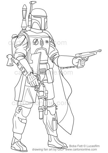 Dibujo de Boba Fett 01 de Star Wars para imprimir y colorear