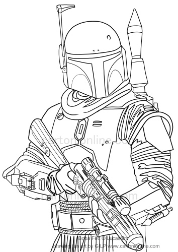Dibujo de Boba Fett 05 de Star Wars para imprimir y colorear