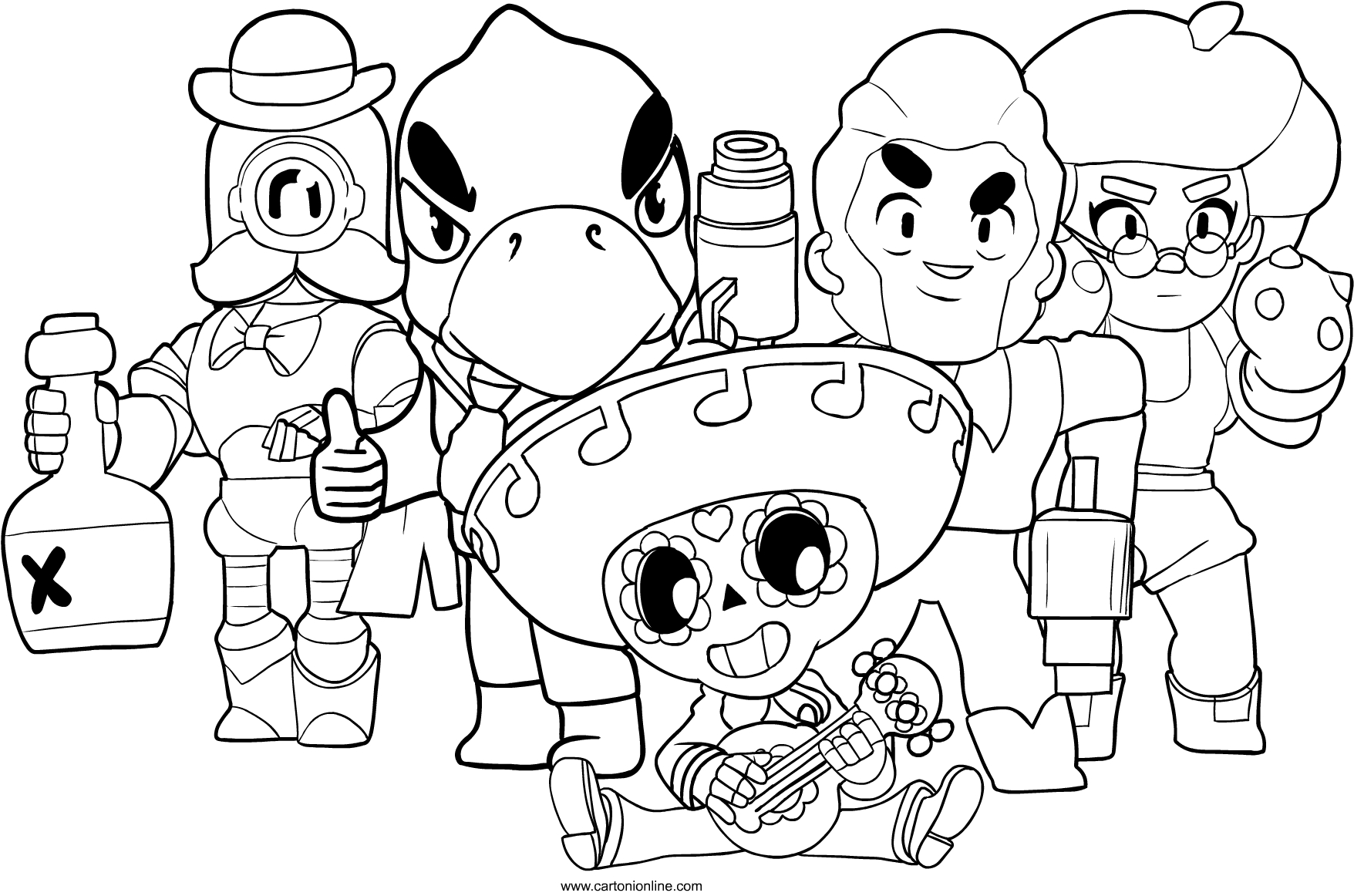 Drawing of Brawl Stars characters to print and color