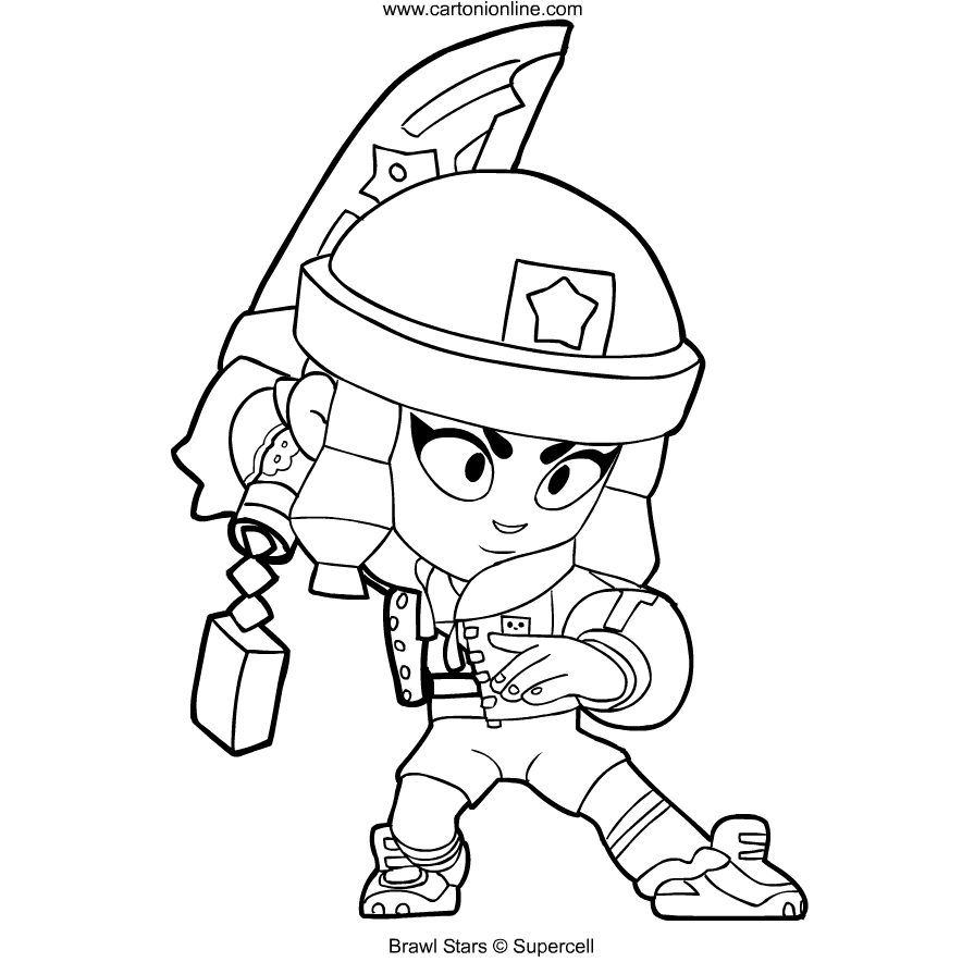 Coloriage de Heroine Bibi   de Brawl Stars  imprimer et colorier