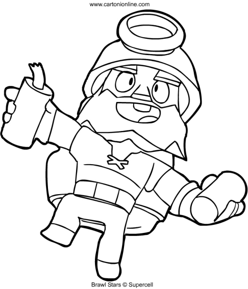 Dynamike From Brawl Stars Coloring Page - kleurplaat brawl stars dinamyke