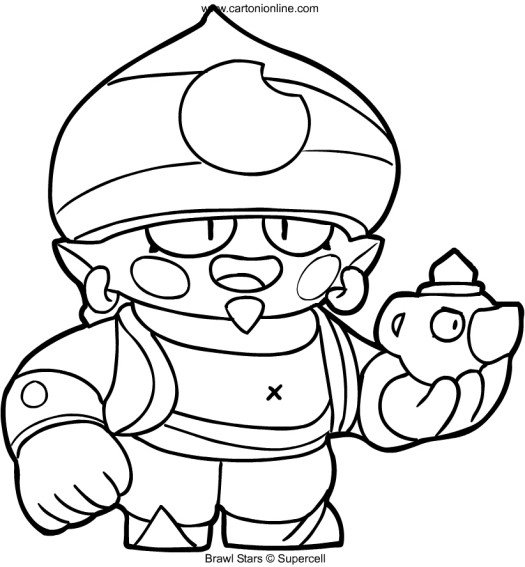 Gene from Brawl Stars coloring page to print and coloring