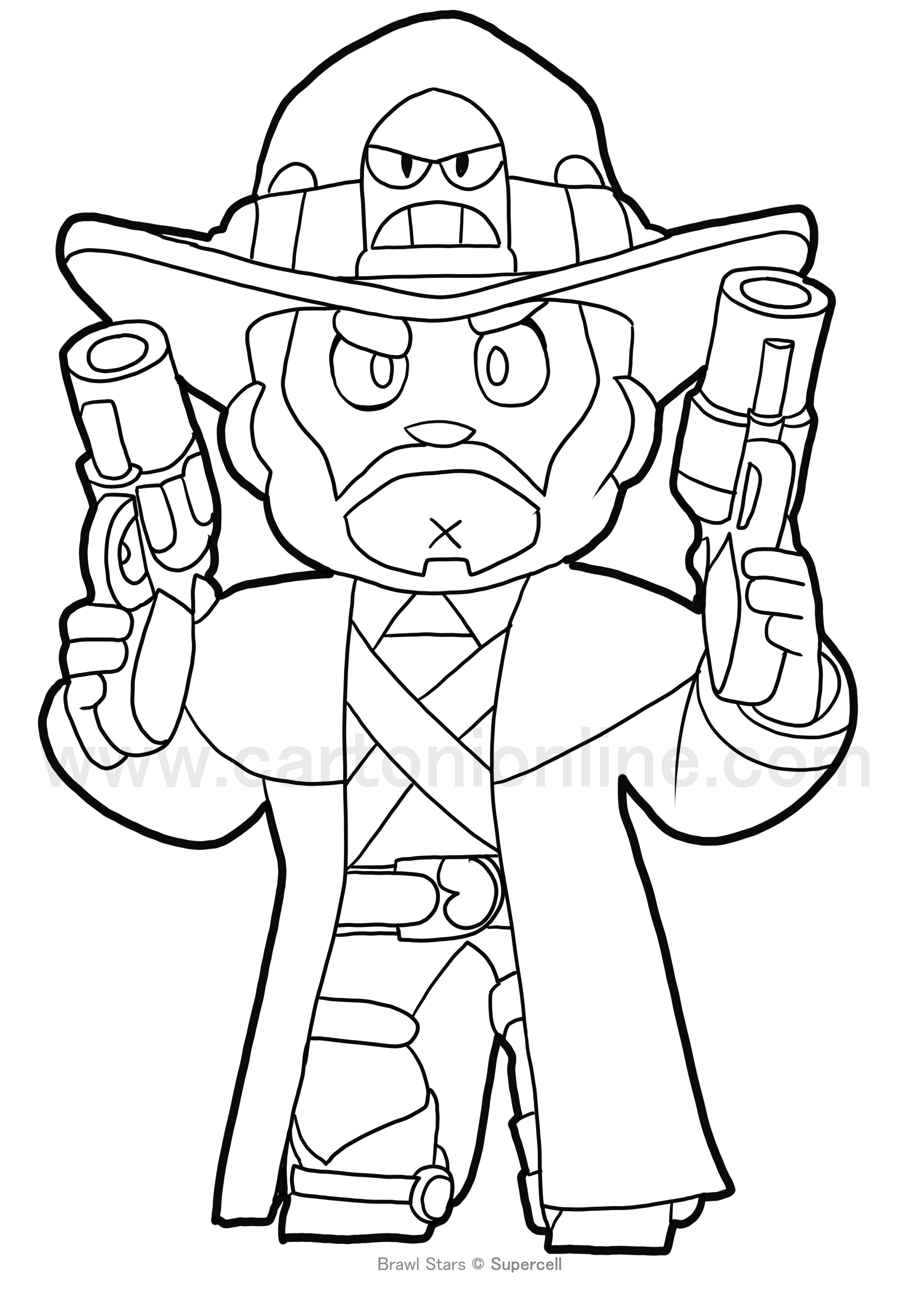 Desenho de Gunslinger Colt de Brawl Stars para imprimir e colorir