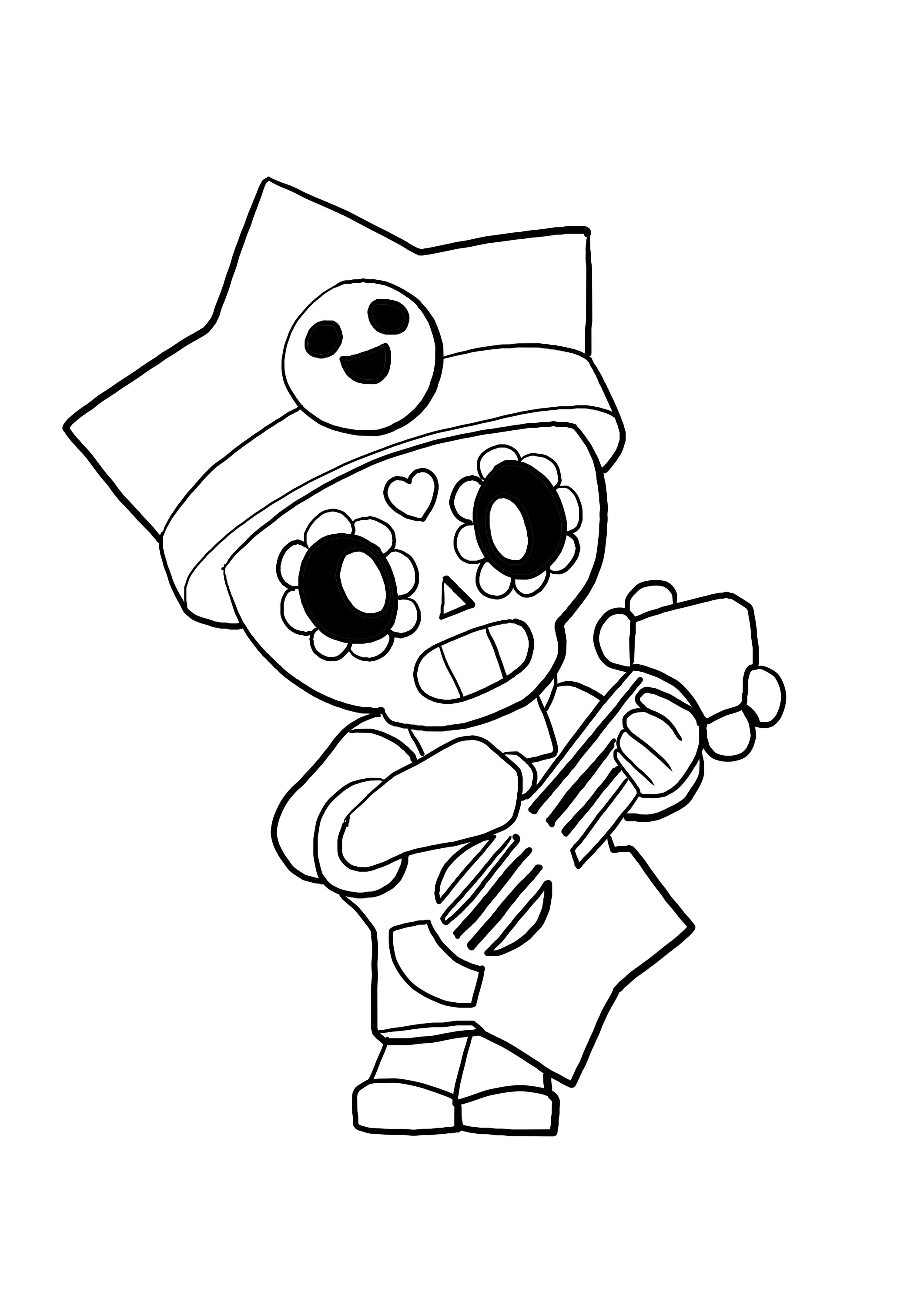 Desenho de Poco Starr de Brawl Stars para imprimir e colorir