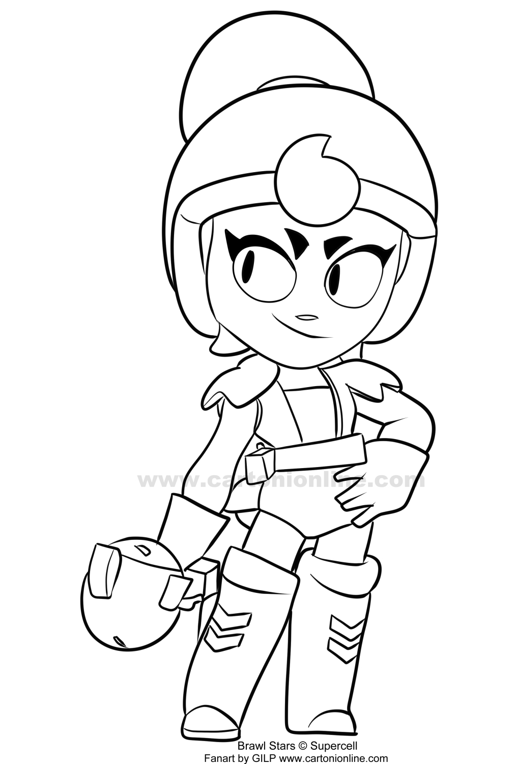 Janet 01 from Brawl Stars coloring page to print and coloring