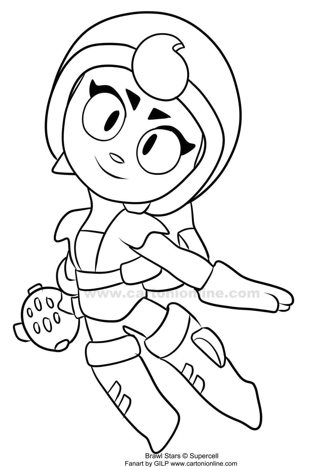 Janet 04 from Brawl Stars coloring page to print and coloring
