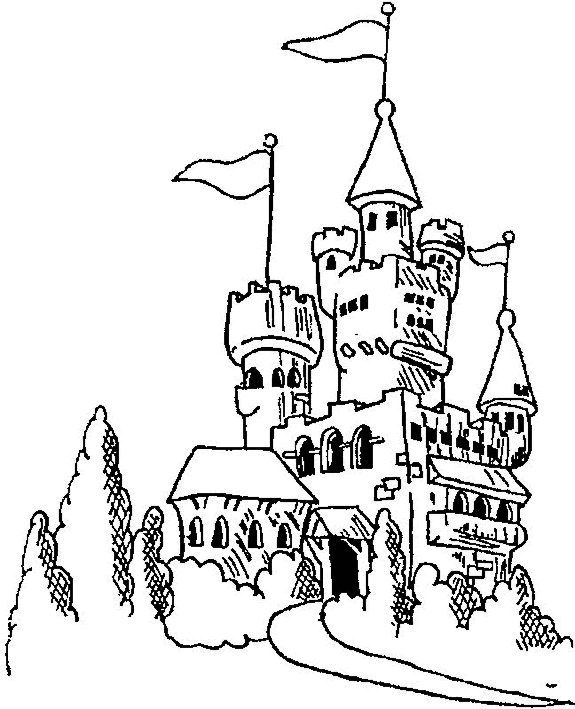 Disegno 1 di castelli da stampare e colorare