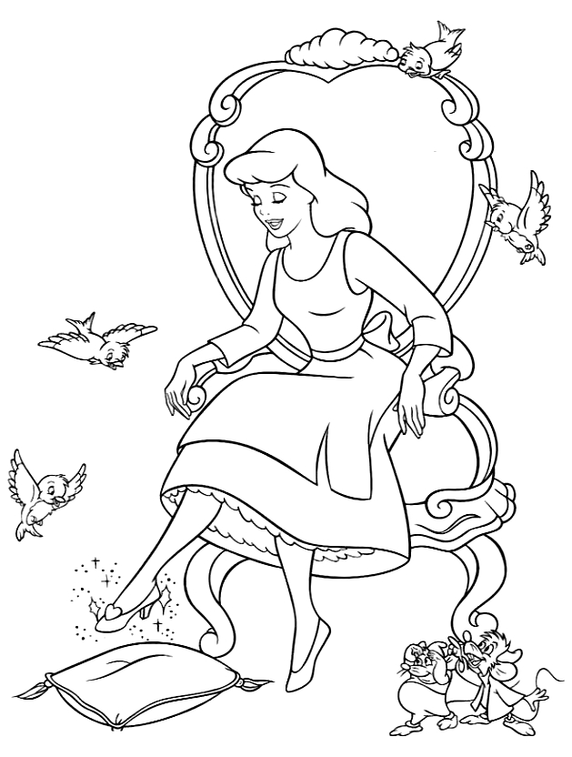 Ausmalbilder  8 von Cinderella (Aschenputtel) zum Drucken und Frben