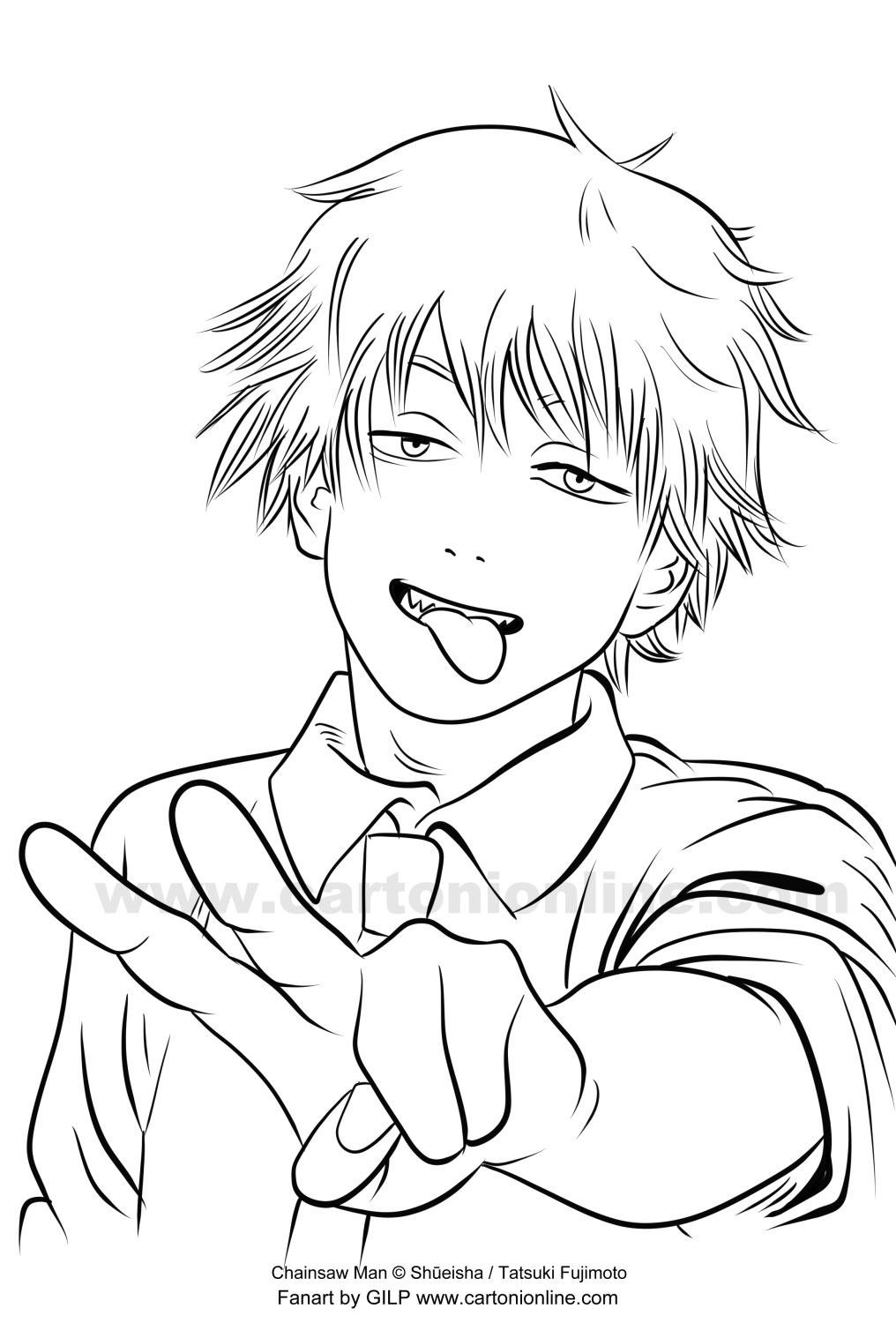 Desenho de Denji de Chainsaw Man para imprimir e colorir