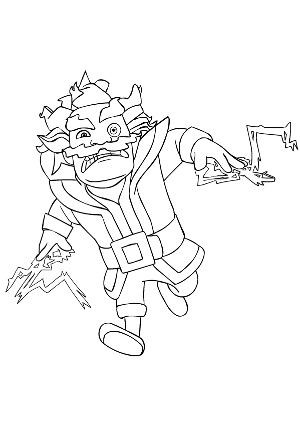 Coloriage de Electro Wizard de les Clash Royale  imprimer et colorier