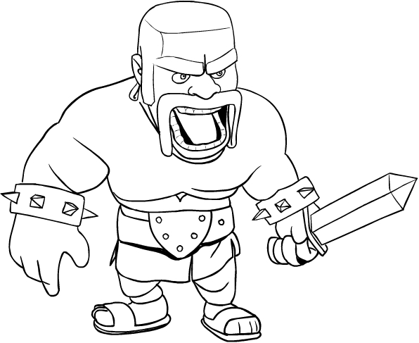 Barbarian from Clash of Clans coloring page to print and coloring